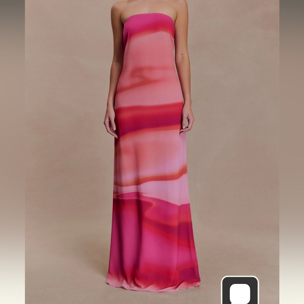 Meshki Amaya Dress in Pink Sunset Print